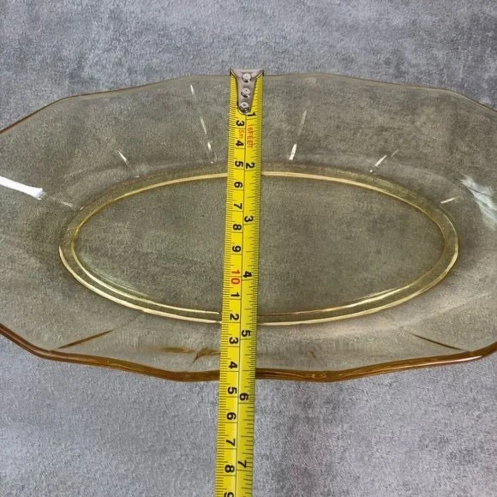 Vintage Fostoria Fairfax Yellow Glass Oval Serving Dish